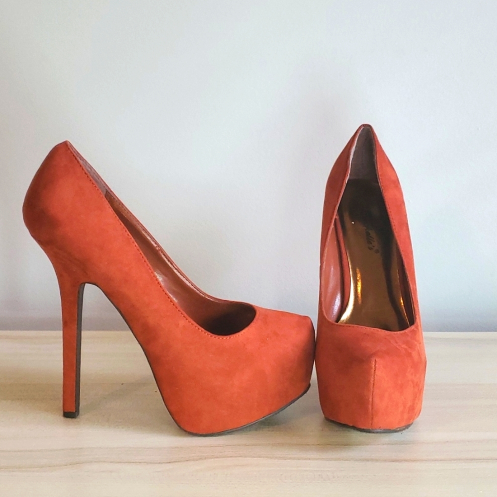 Burnt Orange Platform Pumps